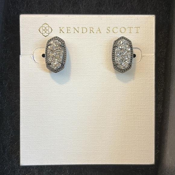 Kendra Scott | NWT Ellie Gunmetal Black Drusy Stud Post Earrings - Picture 4 of 6